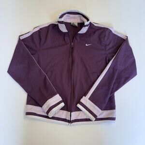 Nike Womens Small Purple Cropped Windbreaker Sport Jacket Lightweight Track